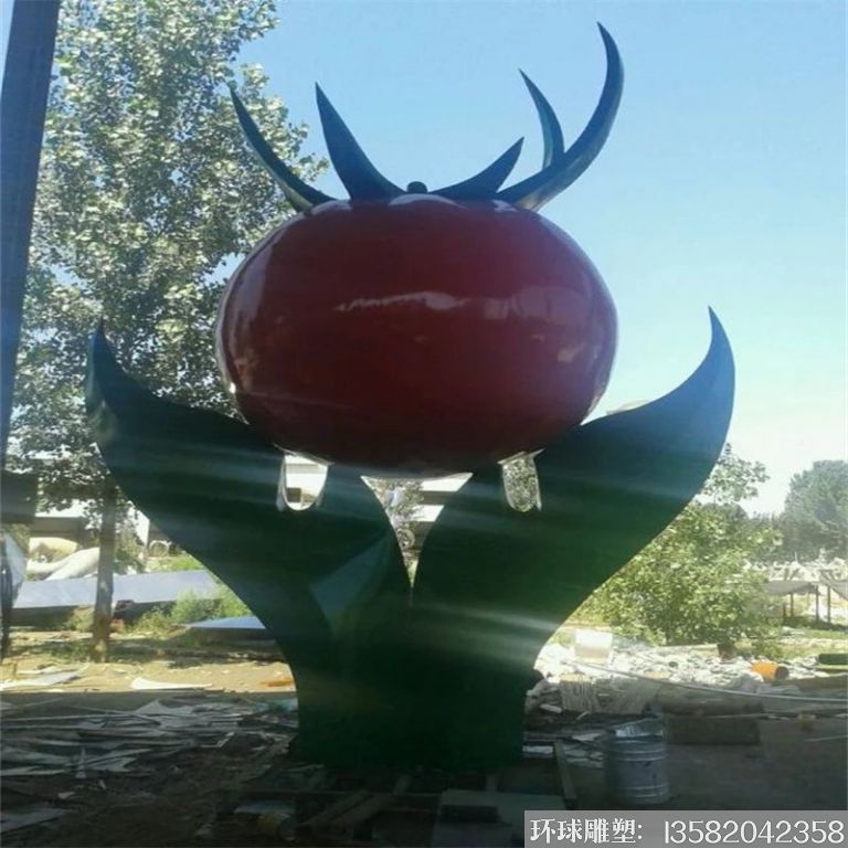 西红柿雕塑 不锈钢蔬菜雕塑厂家